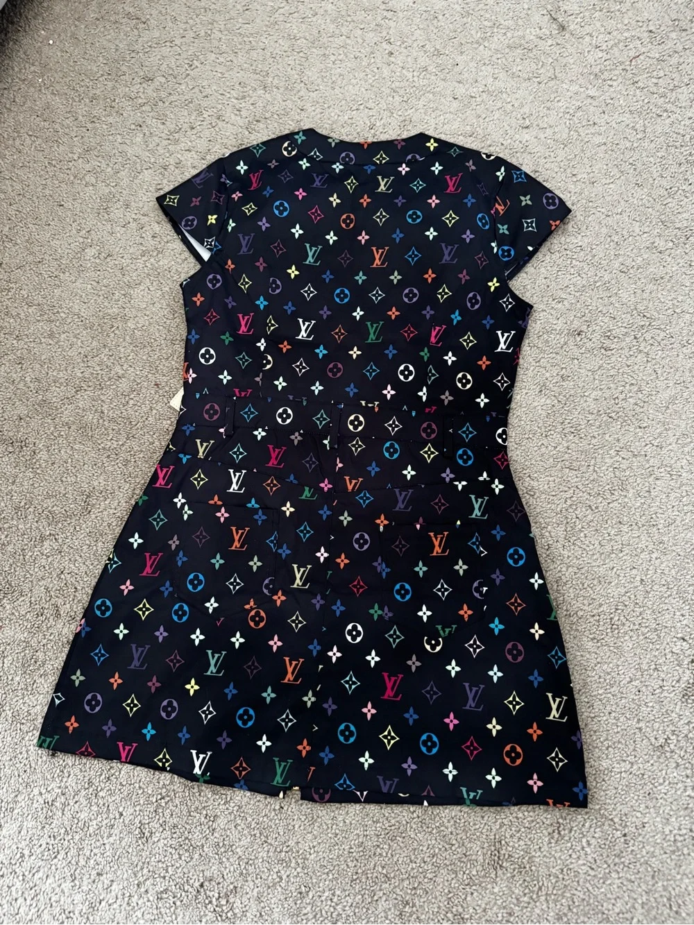 Black Multicolor Logo Zip-Front Women's Dress